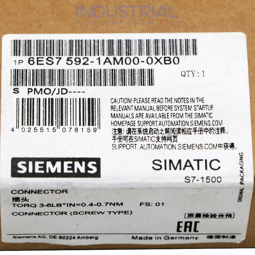 Siemens 6ES7592-1AM00-0XB0 New