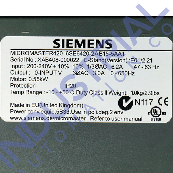 Siemens 6SE6420-2AB15-5AA1 Business & Industrial