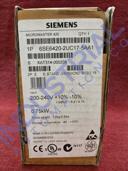 Siemens 6SE6420-2UC17-5AA1 New Business & Industrial