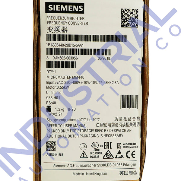 Siemens 6SE6440-2UD15-5AA1 - New Open Box