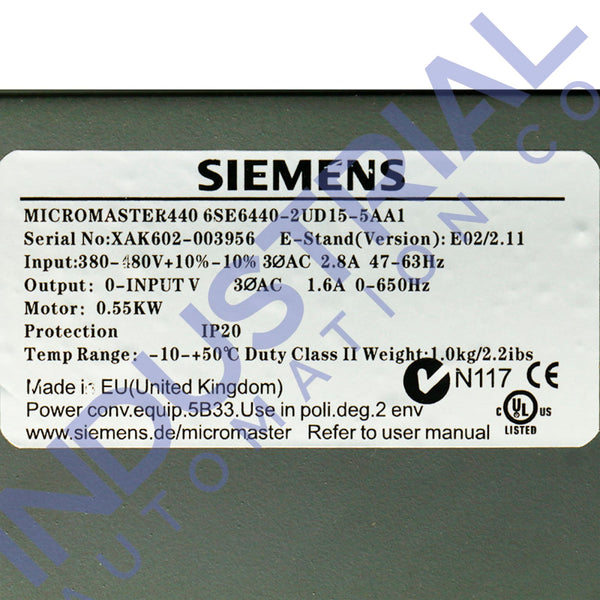 Siemens 6SE6440-2UD15-5AA1 - New Open Box