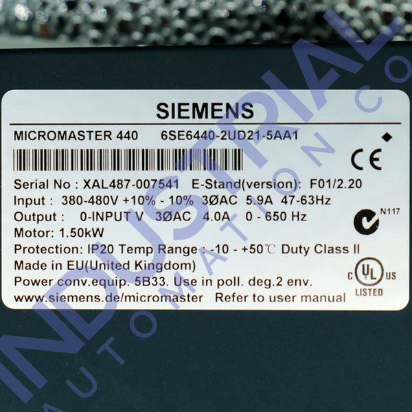 Siemens 6SE6440-2UD21-5AA1 New