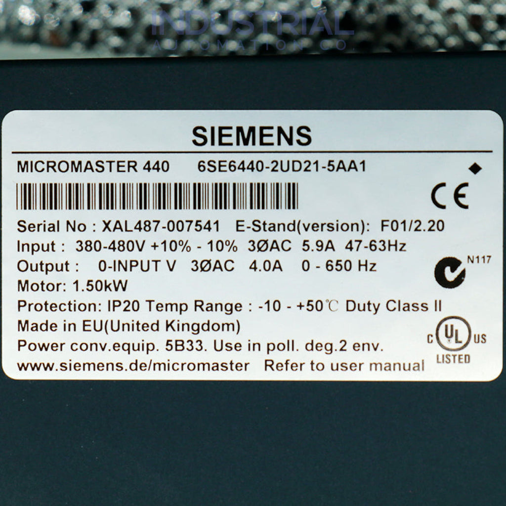Siemens 6SE6440-2UD21-5AA1 New