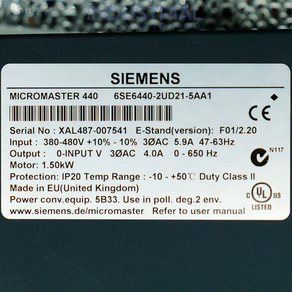 Siemens 6SE6440-2UD21-5AA1 New