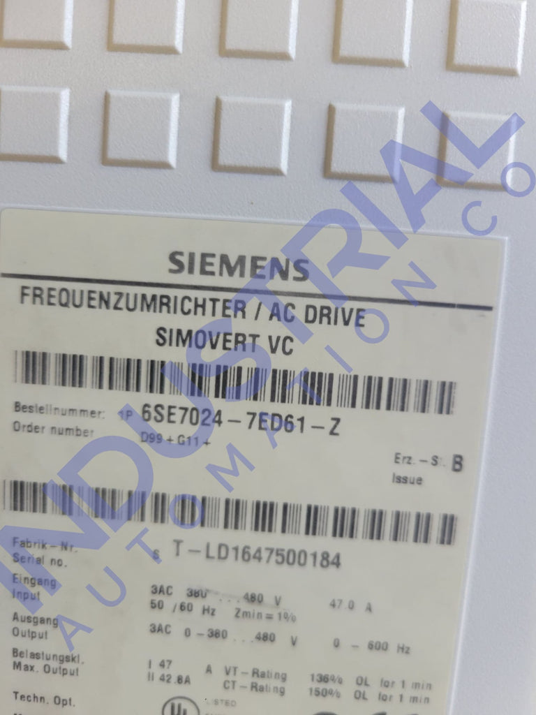 Siemens 6SE7024-7ED61-Z Refurbished Business & Industrial