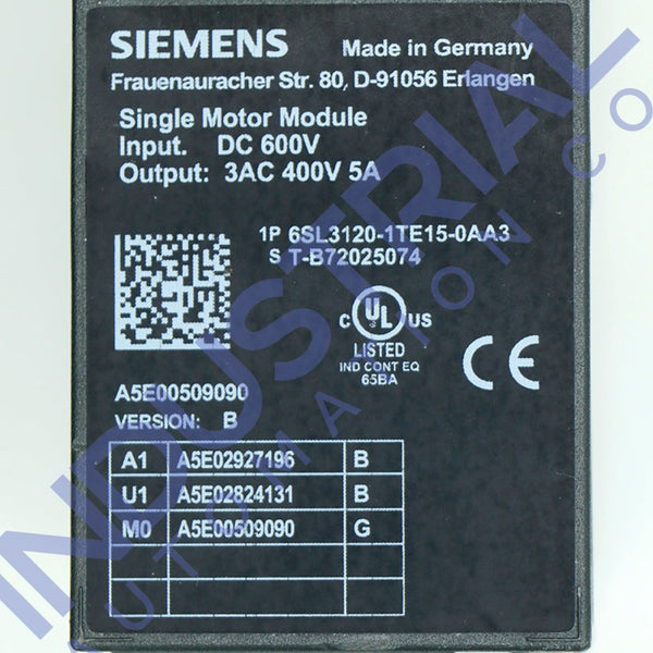 Siemens 6SL3120-1TE15-0AA3 IAC Certified Refurbished