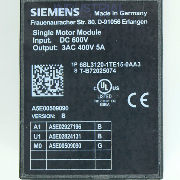 Siemens 6SL3120-1TE15-0AA3 IAC Certified Refurbished