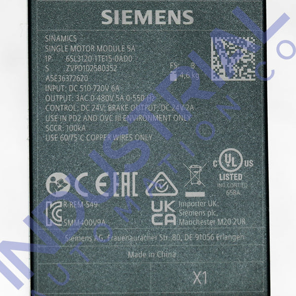 Siemens 6SL3120-1TE15-0AD0 New