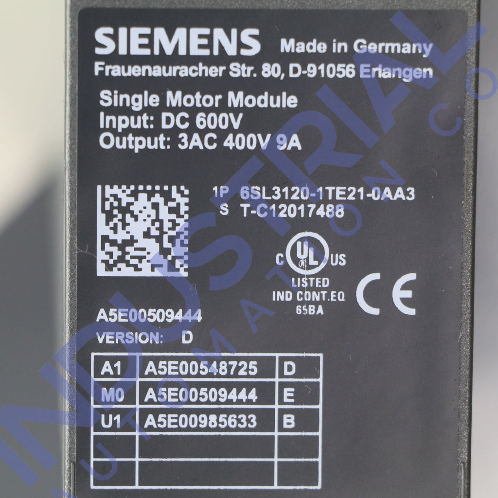 Siemens 6SL3120-1TE21-0AA3 IAC Certified Refurbished