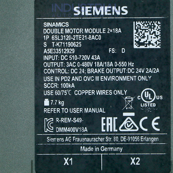 Siemens 6SL3120-2TE21-8AC0