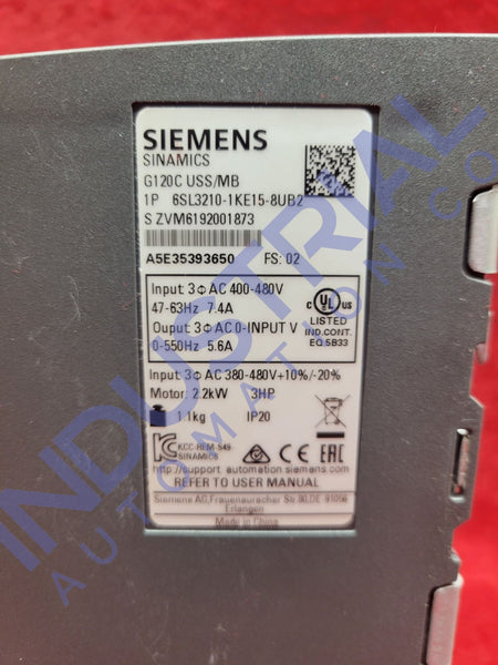 Siemens 6Sl3210-1Ke15-8Ub2