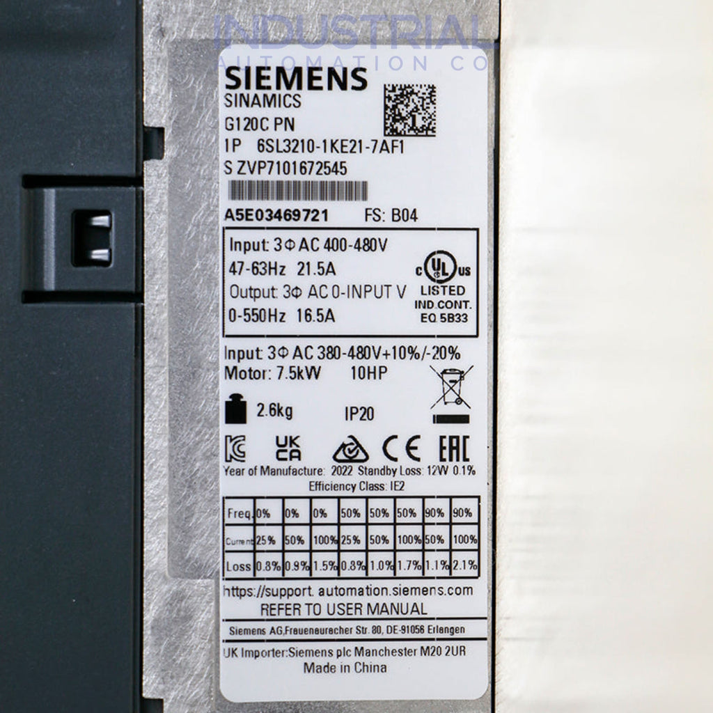 Siemens 6SL3210-1KE21-7AF1 New