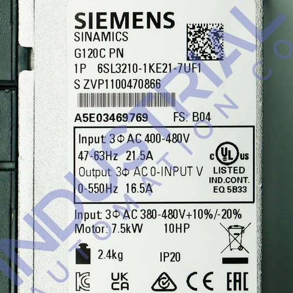 Siemens 6SL3210-1KE21-7UF1 New