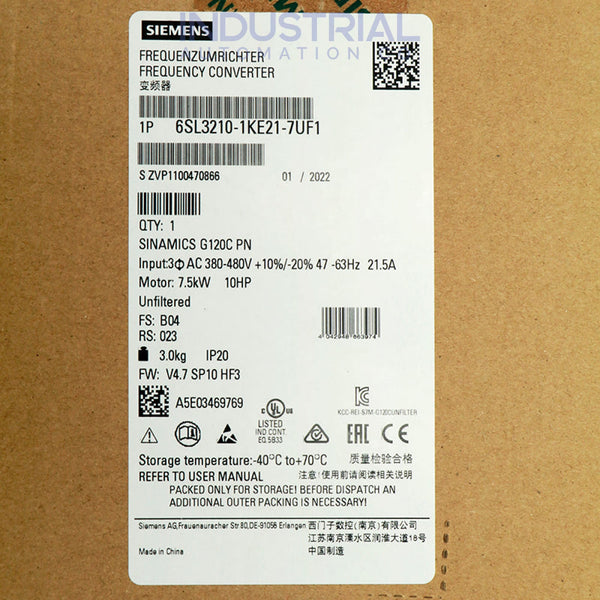 Siemens 6SL3210-1KE21-7UF1 New