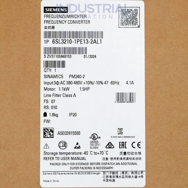 Siemens 6SL3210-1PE13-2AL1 IAC Certified Refurbished