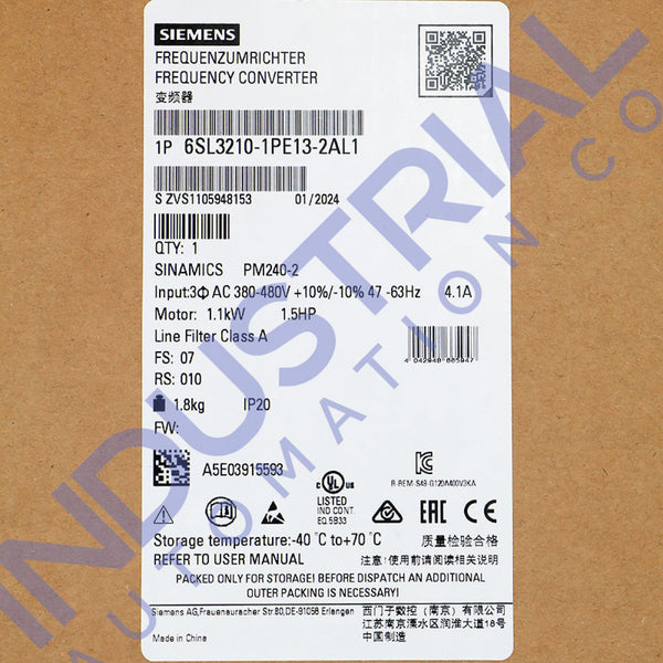 Siemens 6SL3210-1PE13-2AL1 IAC Certified Refurbished