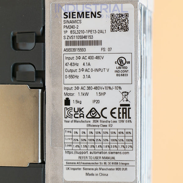 Siemens 6SL3210-1PE13-2AL1 IAC Certified Refurbished