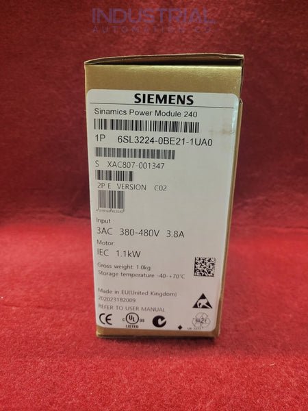 Siemens 6Sl3224-0Be21-1Ua0 Industrial Automation